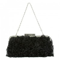 Evening Bag -  Ruffled – Black – BG-7447BK
